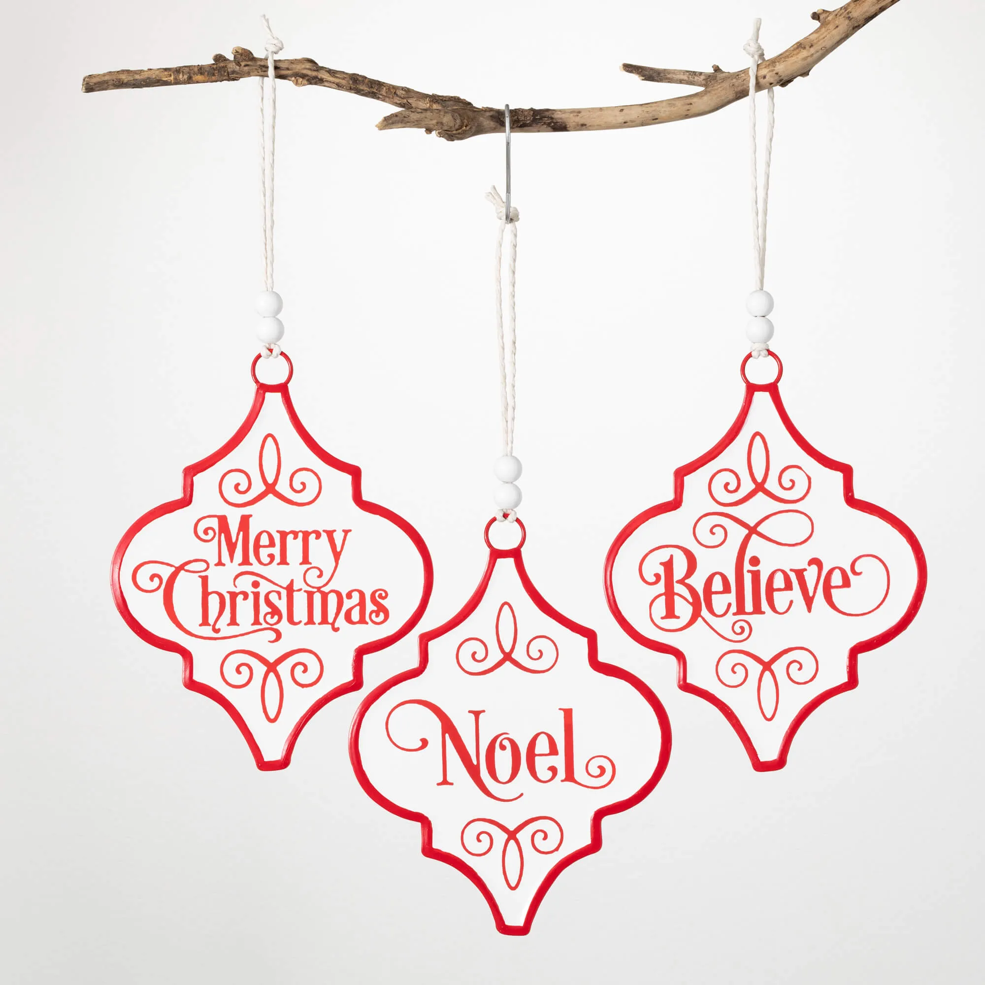 10.25"H Sullivans Holiday Text Wall Hanging - Set of 3, Red