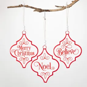 10.25"H Sullivans Holiday Text Wall Hanging - Set of 3, Red