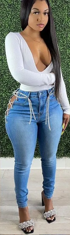 10615-SW5 2021 design plus size bandage ladies jeans for women clothing sehe fashion