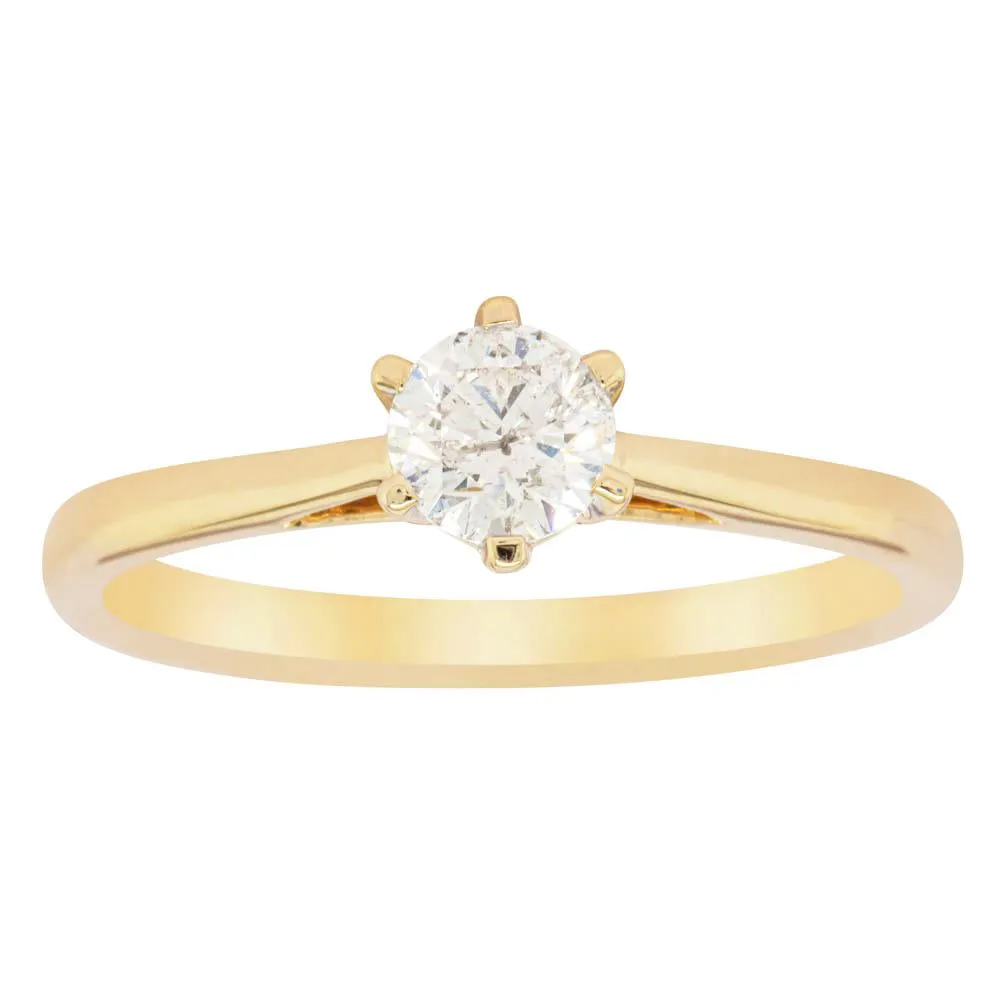 14ct Yellow Gold .40ct Diamond Lunette Ring