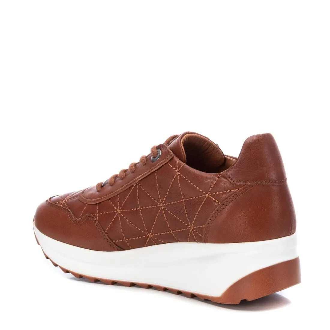 160209 Spanish Leather sneakers with quilted detail & cushion sole in Tan