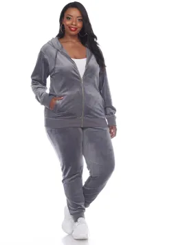 2 Piece Velour Track Suit | Charcoal