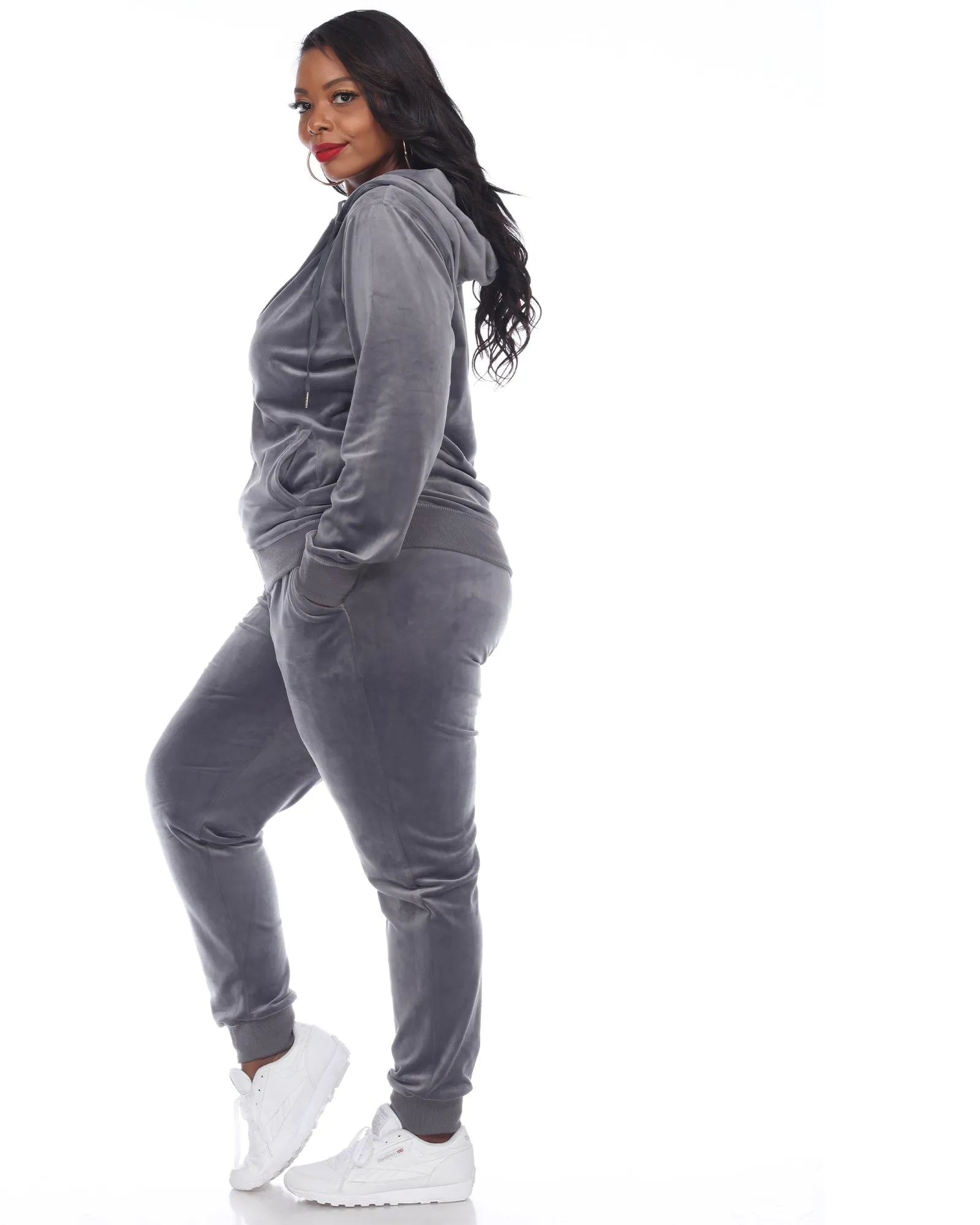 2 Piece Velour Track Suit | Charcoal