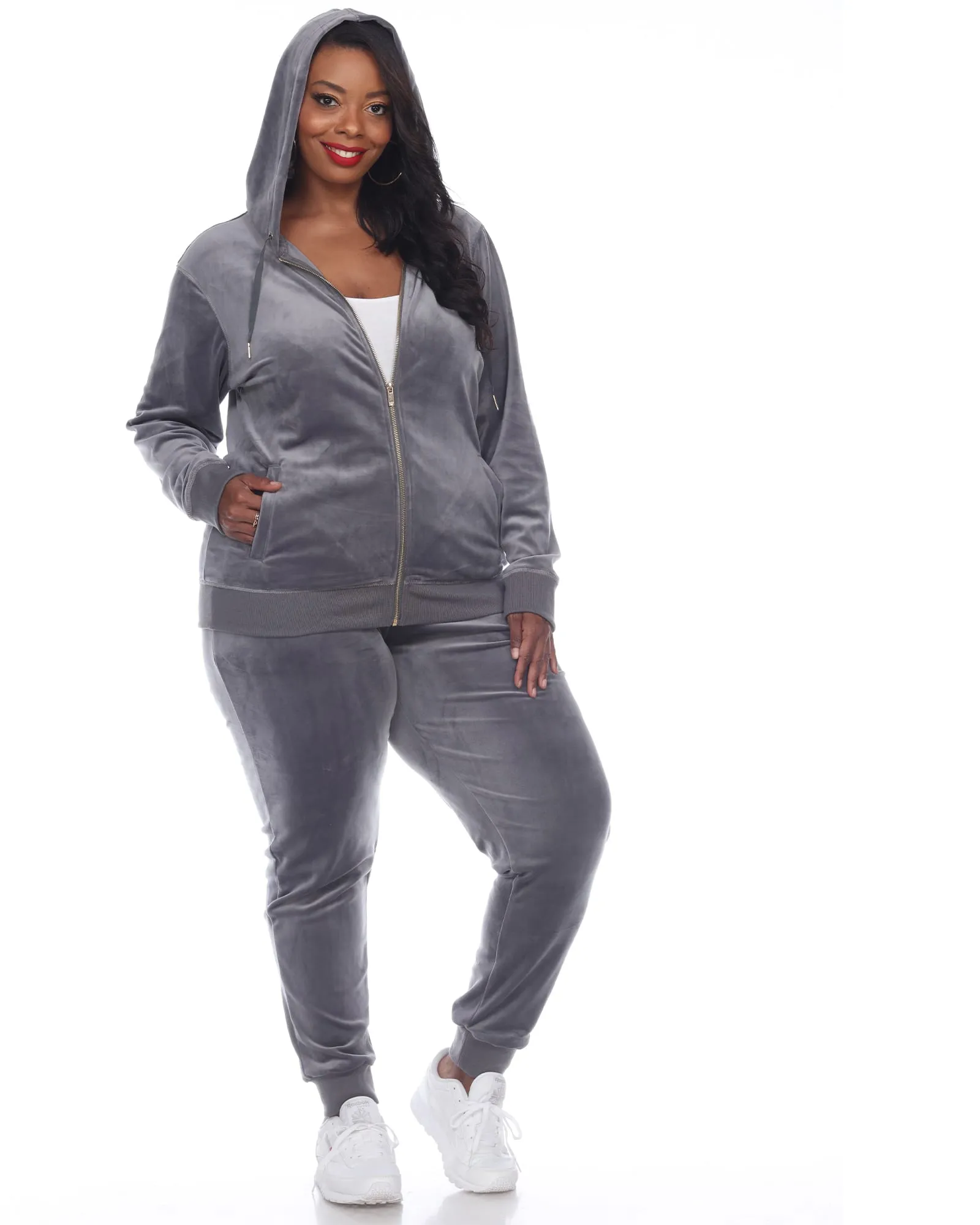 2 Piece Velour Track Suit | Charcoal