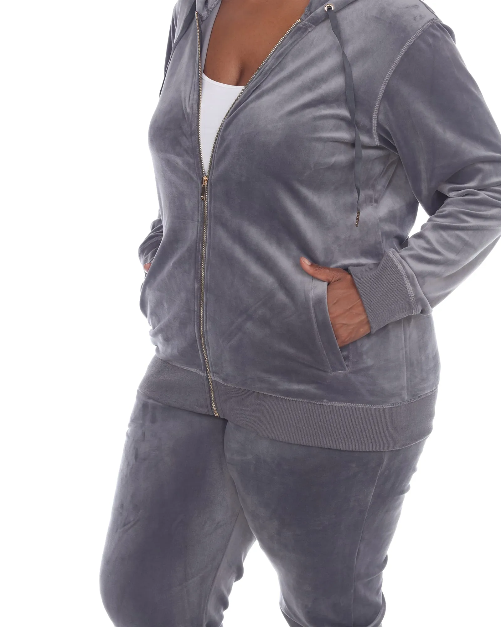 2 Piece Velour Track Suit | Charcoal