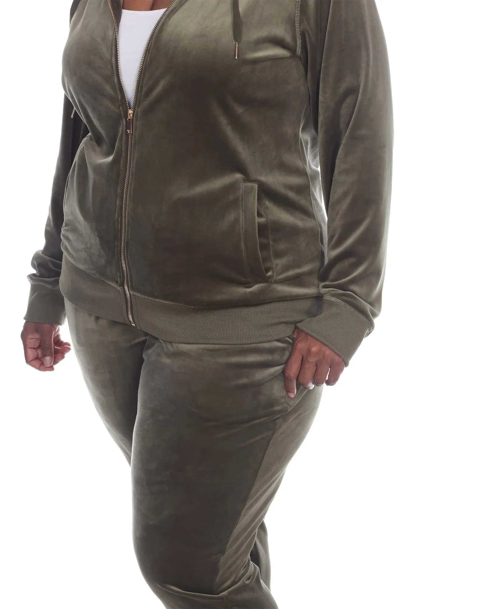 2 Piece Velour Track Suit | Olive