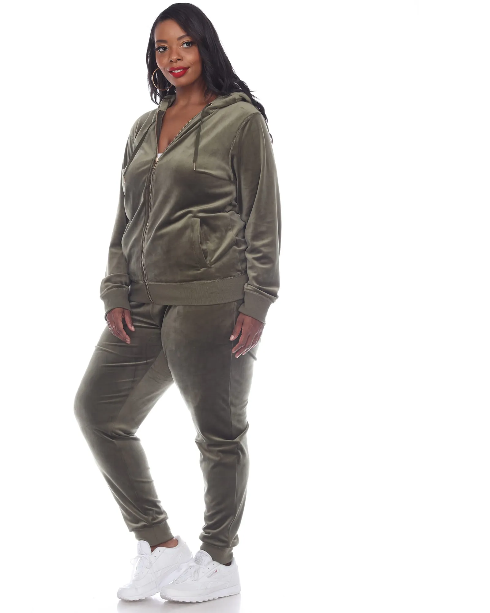 2 Piece Velour Track Suit | Olive