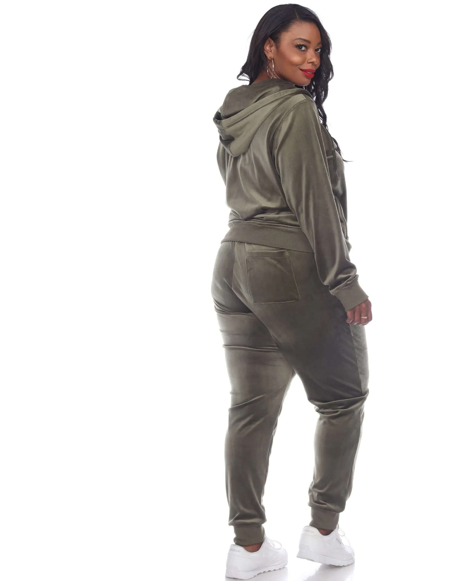 2 Piece Velour Track Suit | Olive