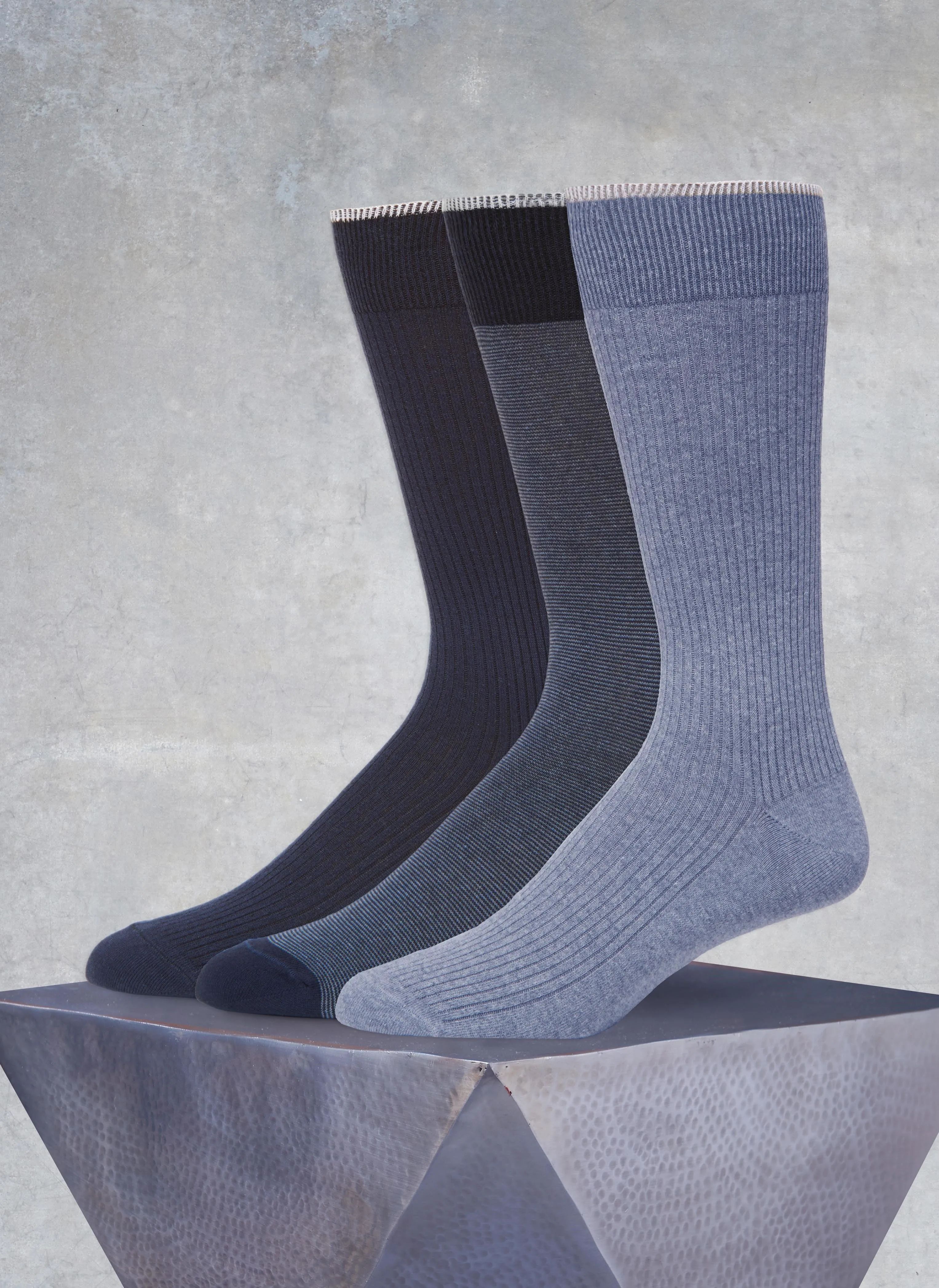 3 Pack Recycled Cotton Socks in Navy