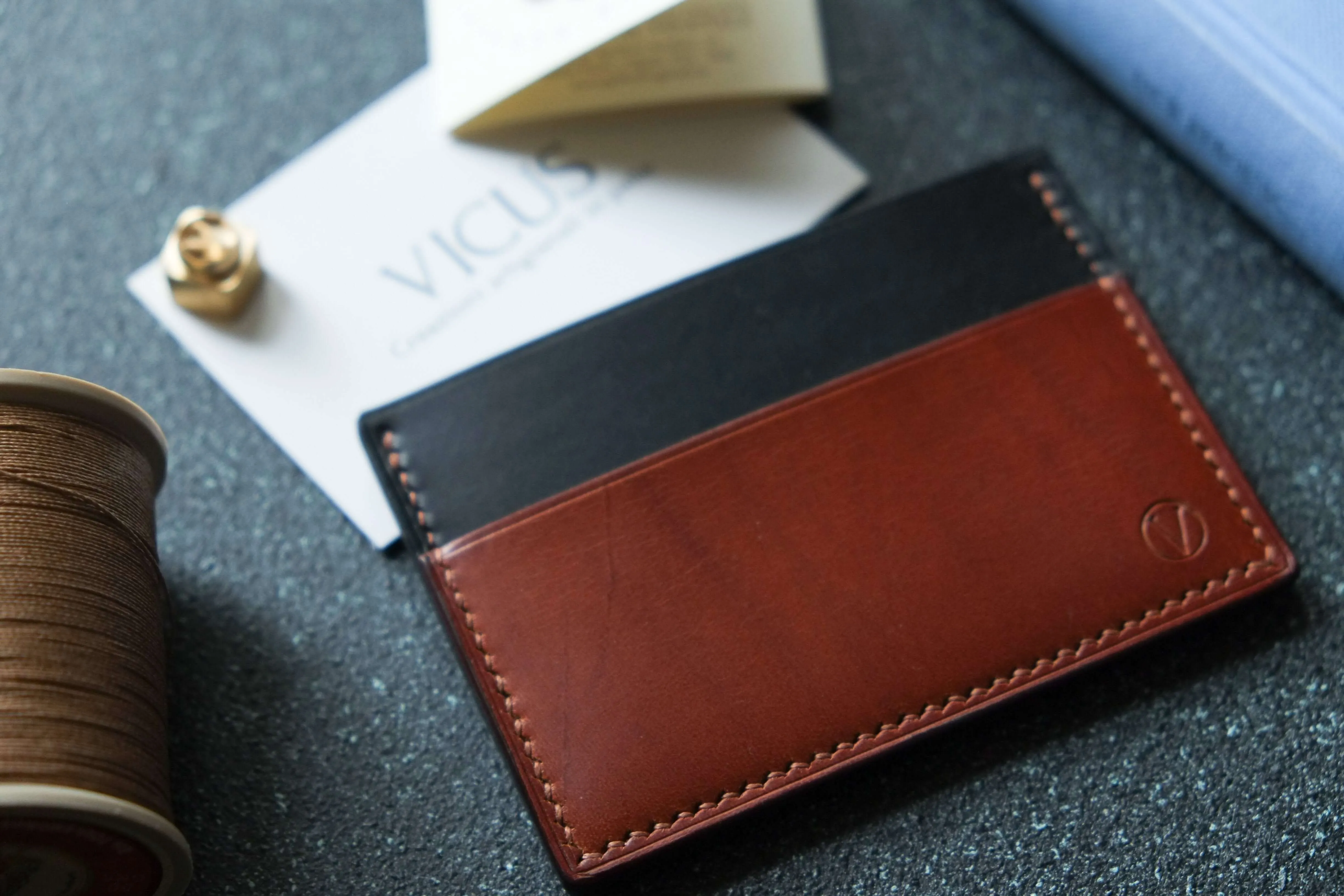 'AGUSTO' CARDHOLDER - English Tan and Black