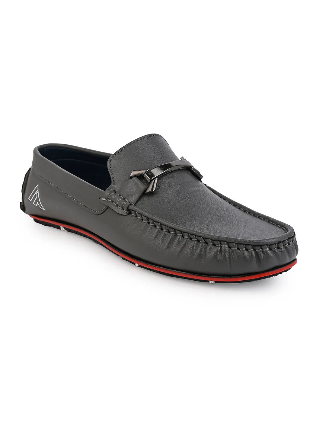 Alberto Torresi Men's Grey Loafers Stylish Synthetic Slip-On Shoes