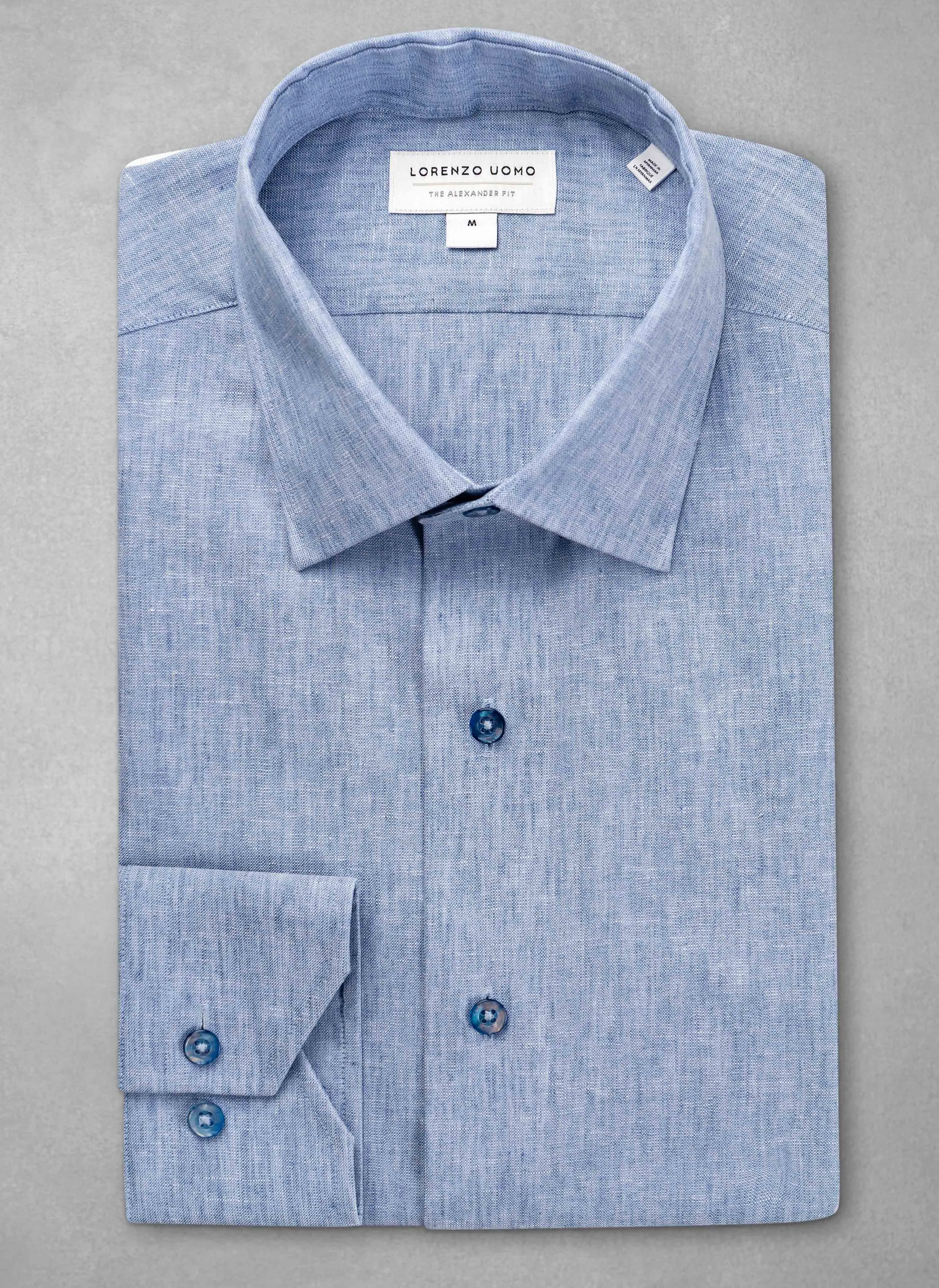 Alexander in Blue Fade Mélange Linen Shirt