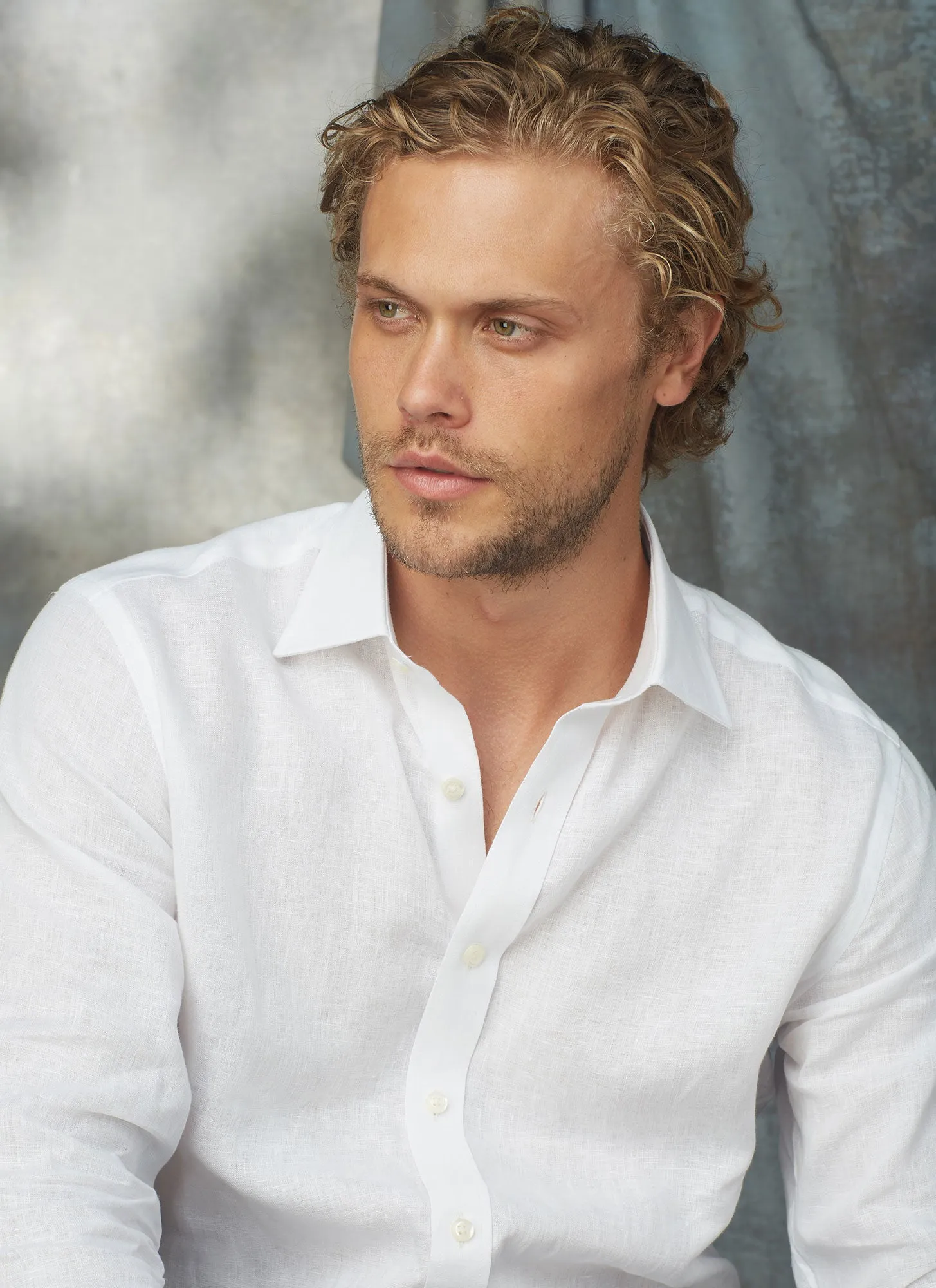 Alexander in White Linen Shirt