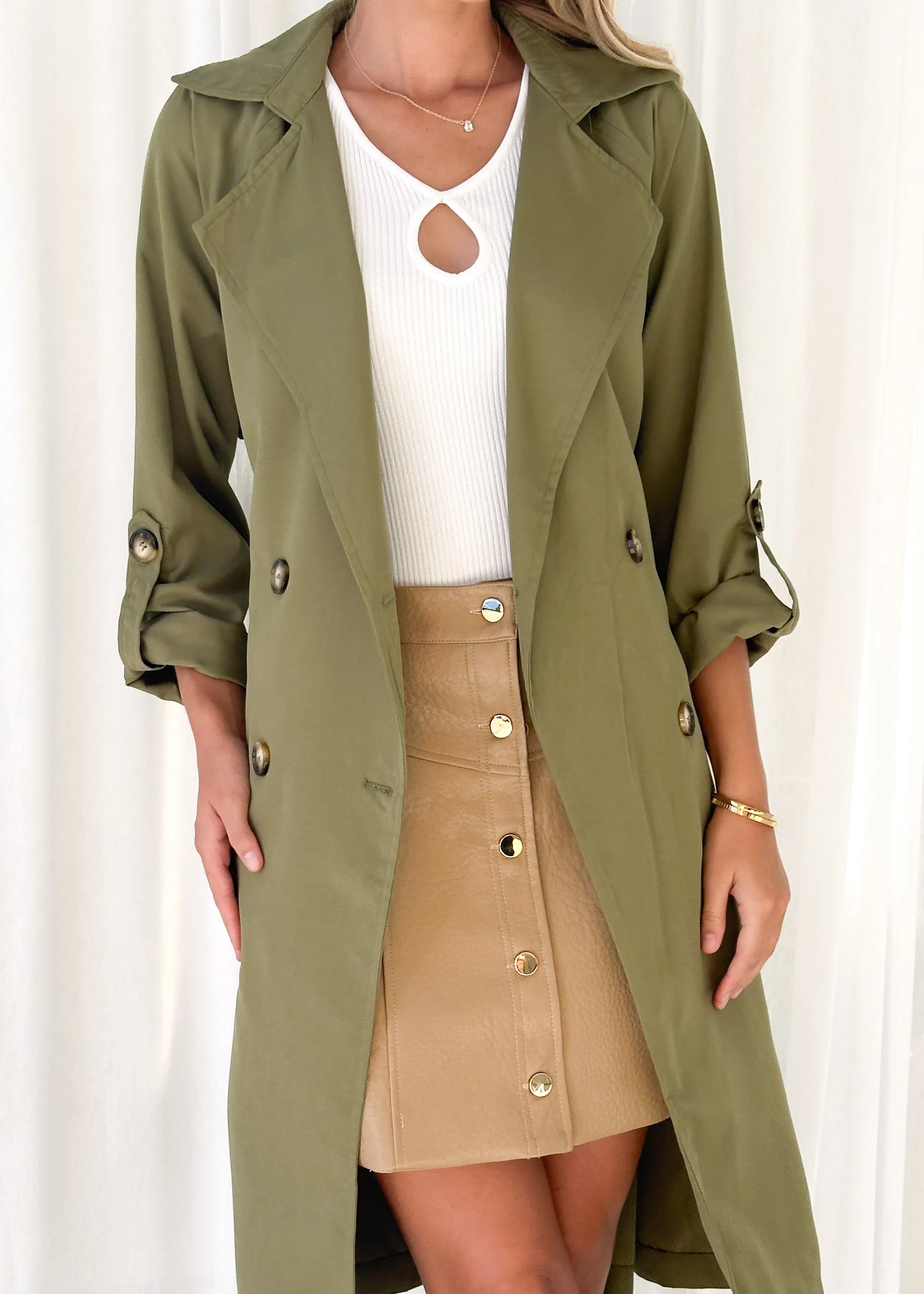 Alida Trench Coat - Khaki