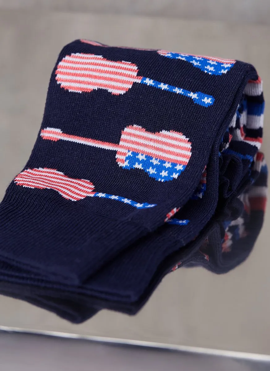 American Flag Guitar Sock in Navy