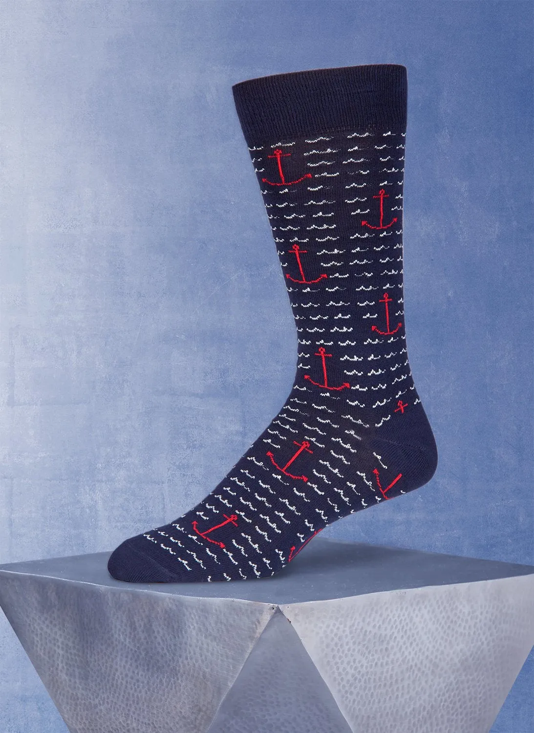 Anchor Waves Sock in Navy