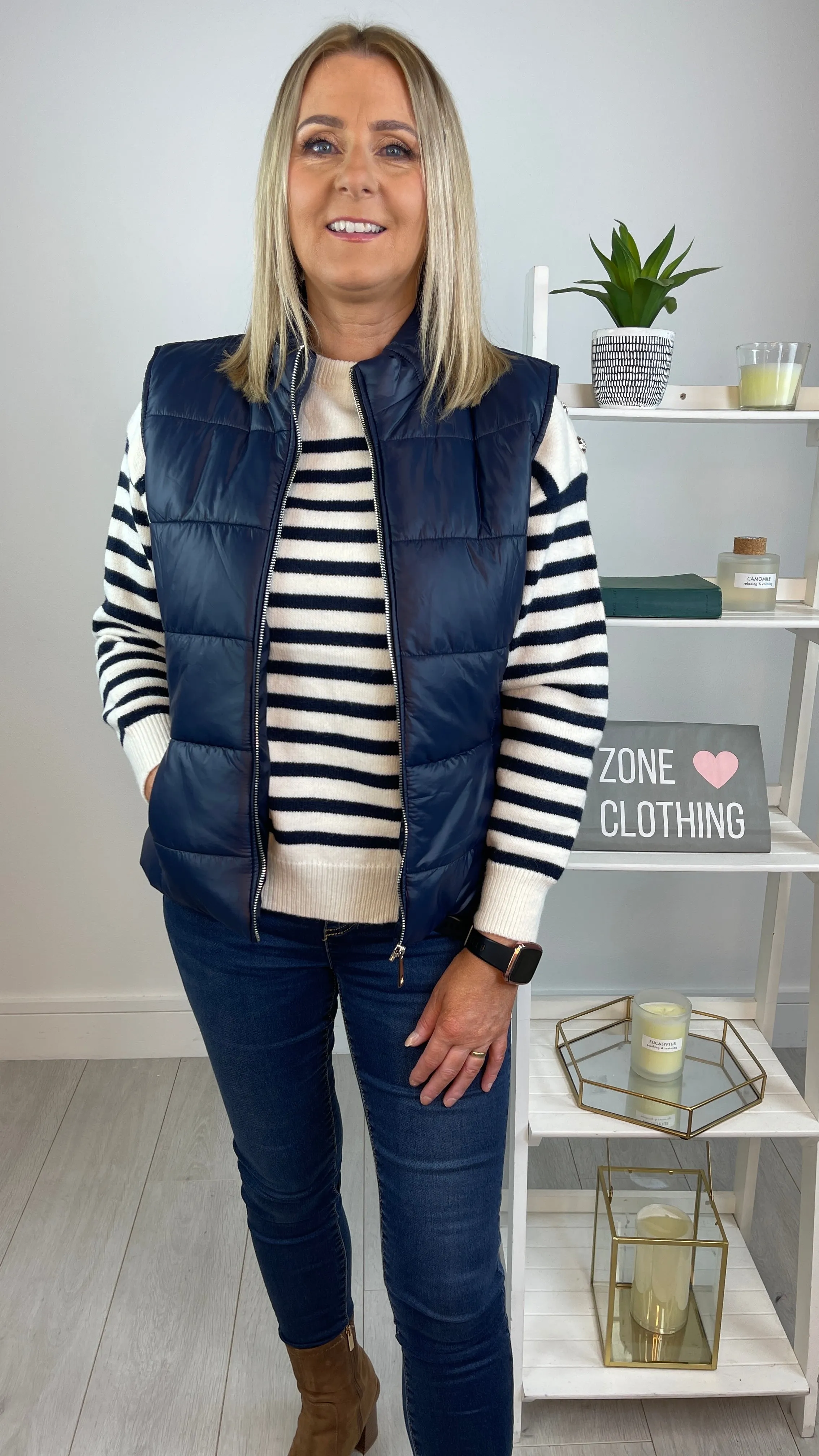 Ava - Navy Zipped Gilet