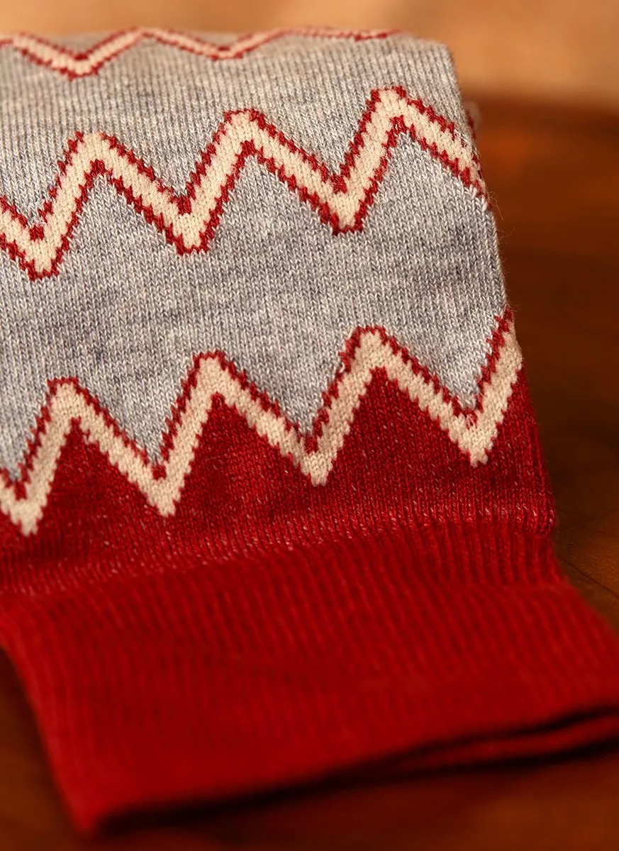 Aztec Zig Zag Sock in Brown