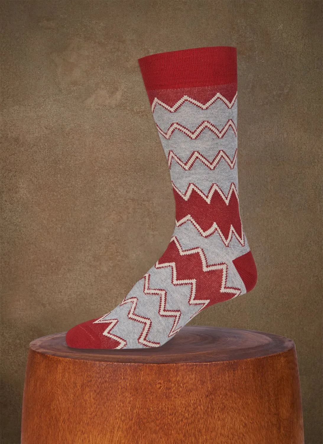 Aztec Zig Zag Sock in Brown