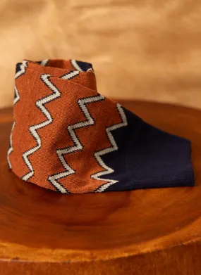 Aztec Zig Zag Sock in Navy