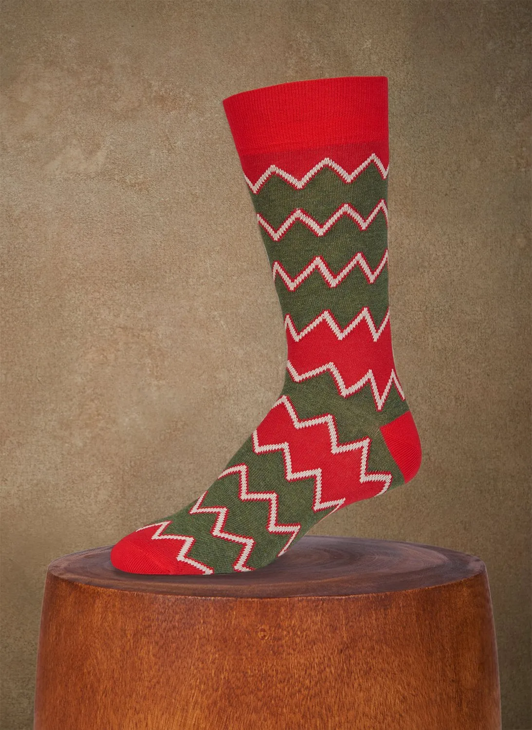 Aztec Zig Zag Sock in Red