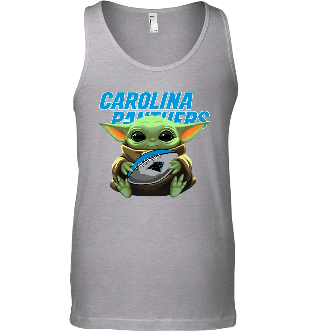 Baby Yoda Loves The Carolina Panthers Star Wars Baby Yoda Hugs Panthers NFL Mens Tank Top