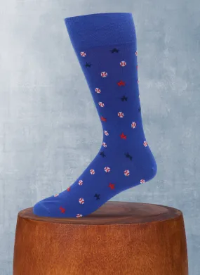 Baseballs and Stars Sock in Royal Blue