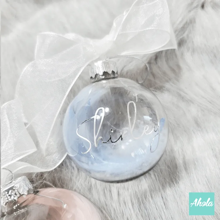 【Bell】6cm Personalized Christmas Glass Ball ornament with feathers 羽毛聖誕樹裝飾玻璃球