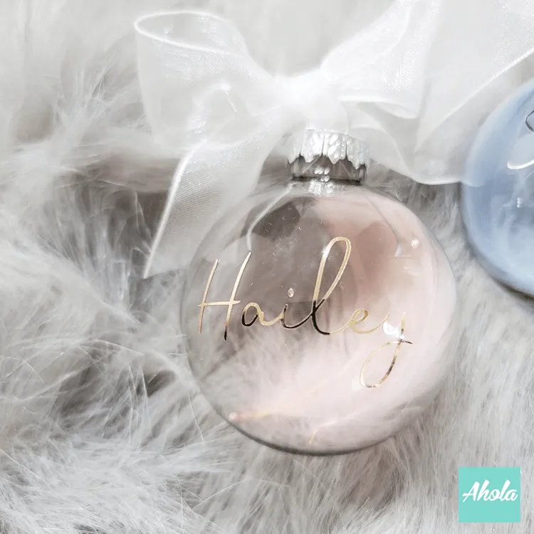 【Bell】6cm Personalized Christmas Glass Ball ornament with feathers 羽毛聖誕樹裝飾玻璃球