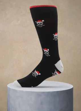 Big and Tall Christmas Skulls Sock in Black