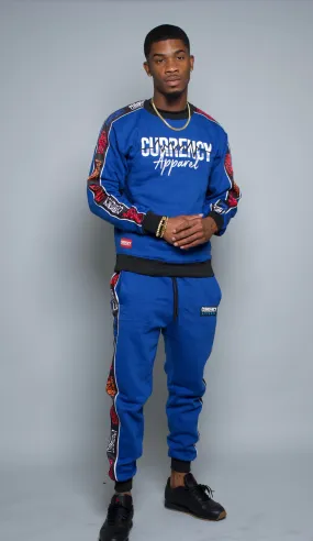 Blue Currency Sweat Suit