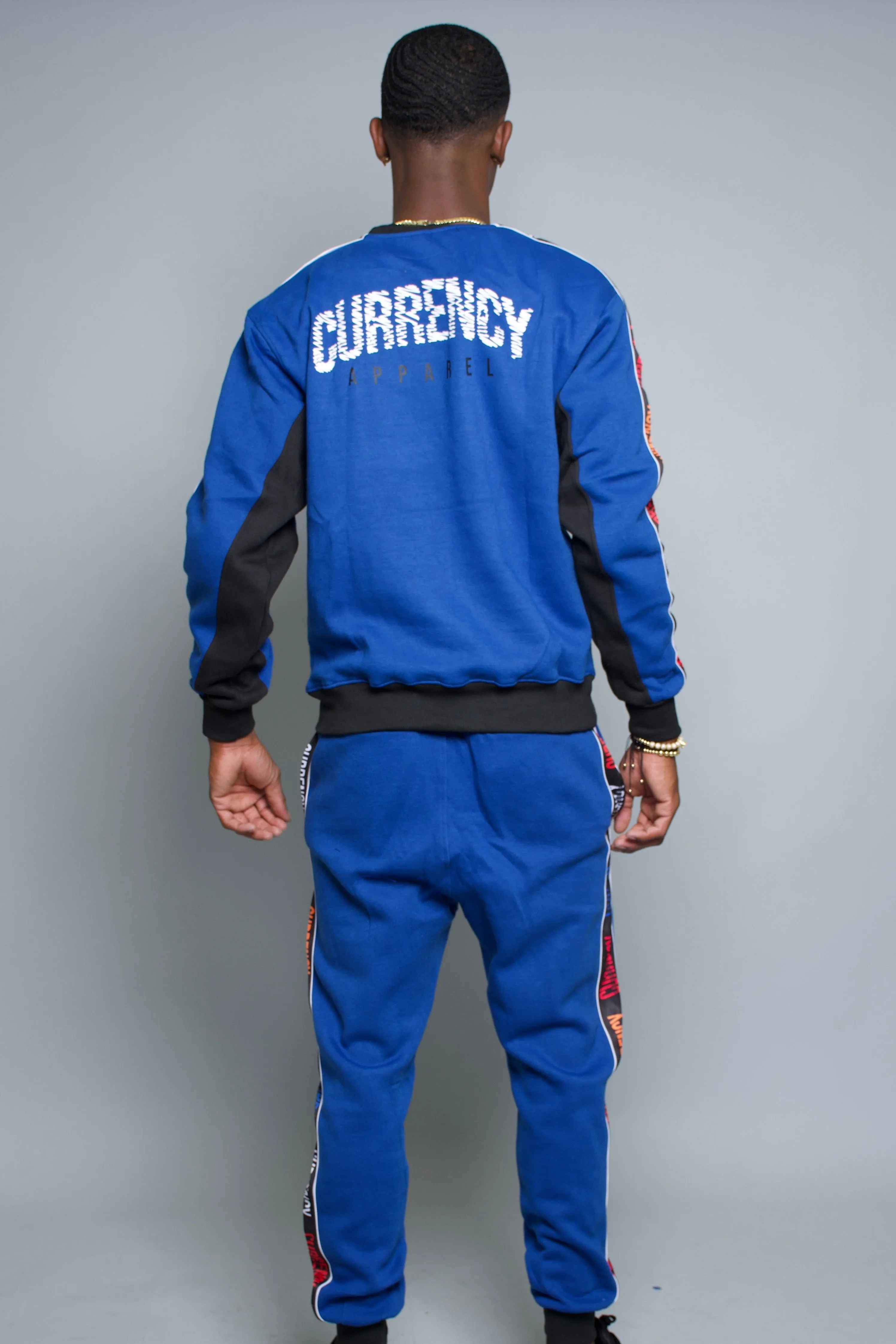 Blue Currency Sweat Suit