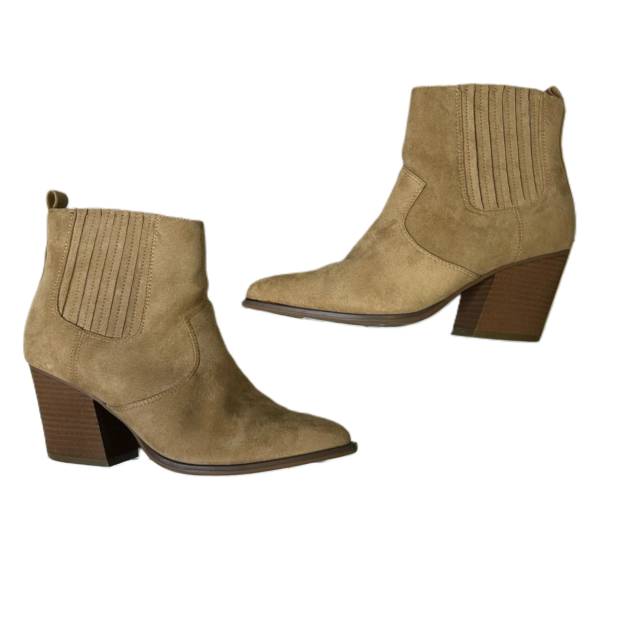 Boots Ankle Heels By The Drop In Tan, Size: 6.5