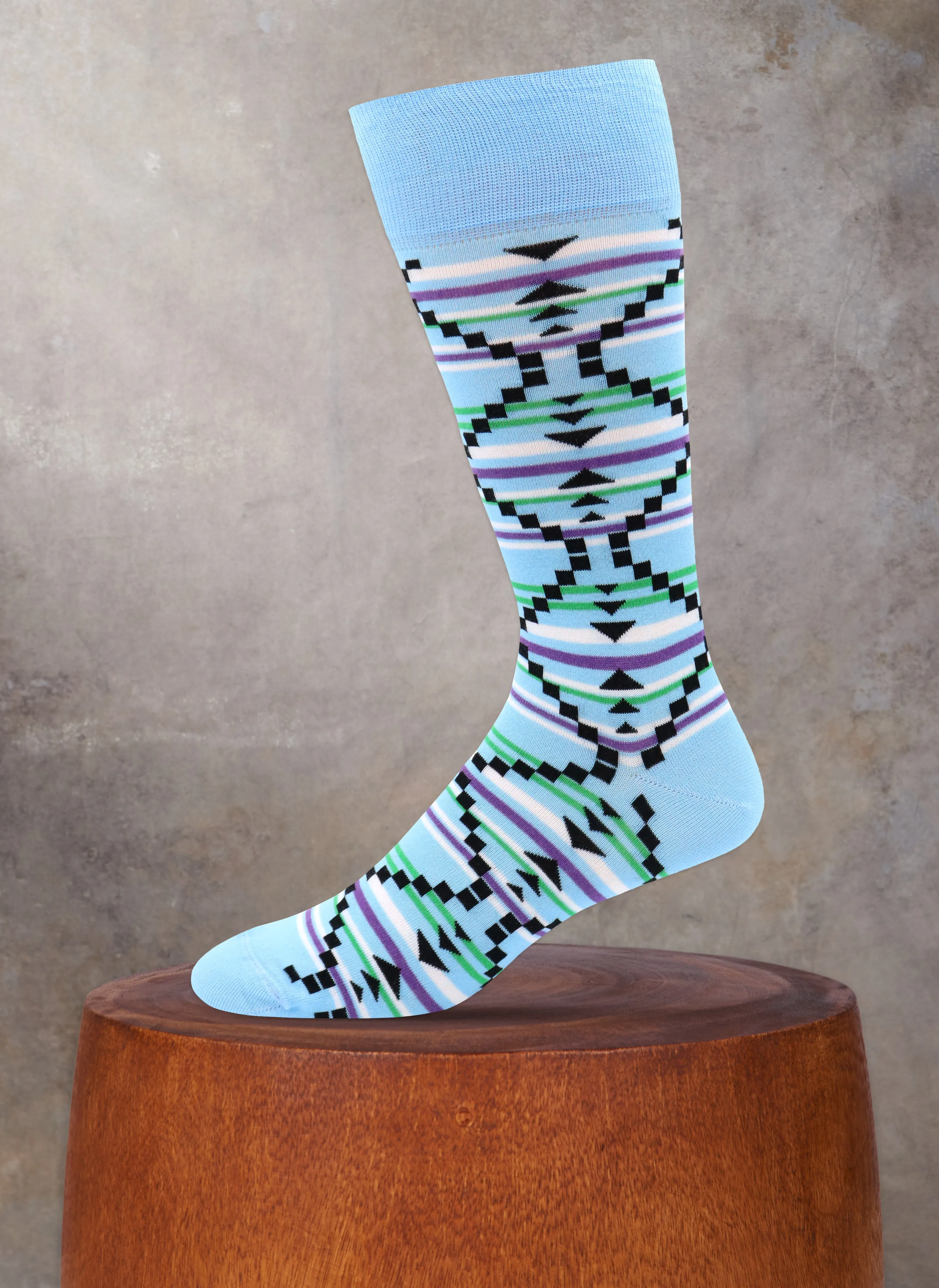 Bright Aztec Sock in Light Blue