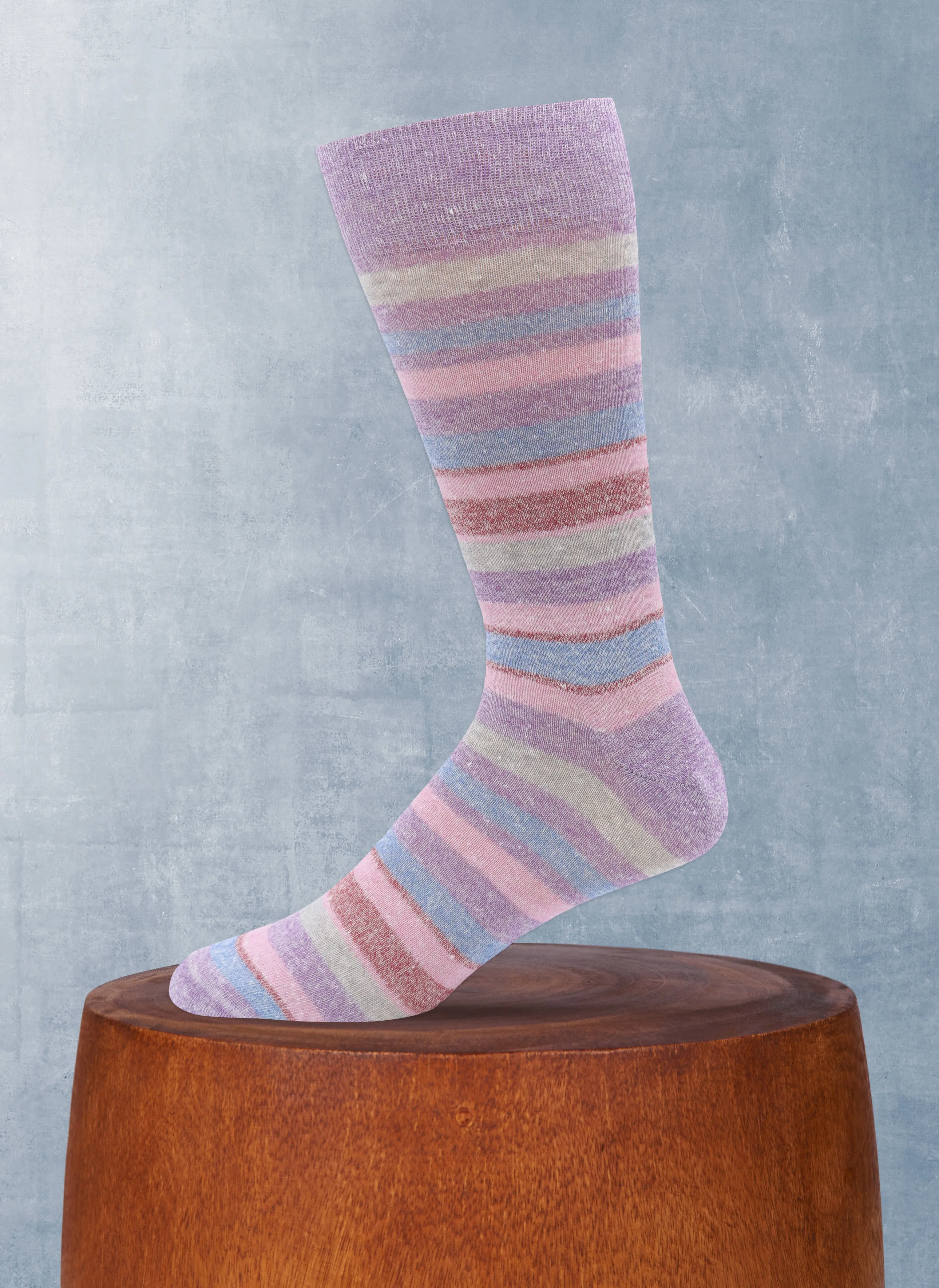 Bright Color Block Sock in Lavender