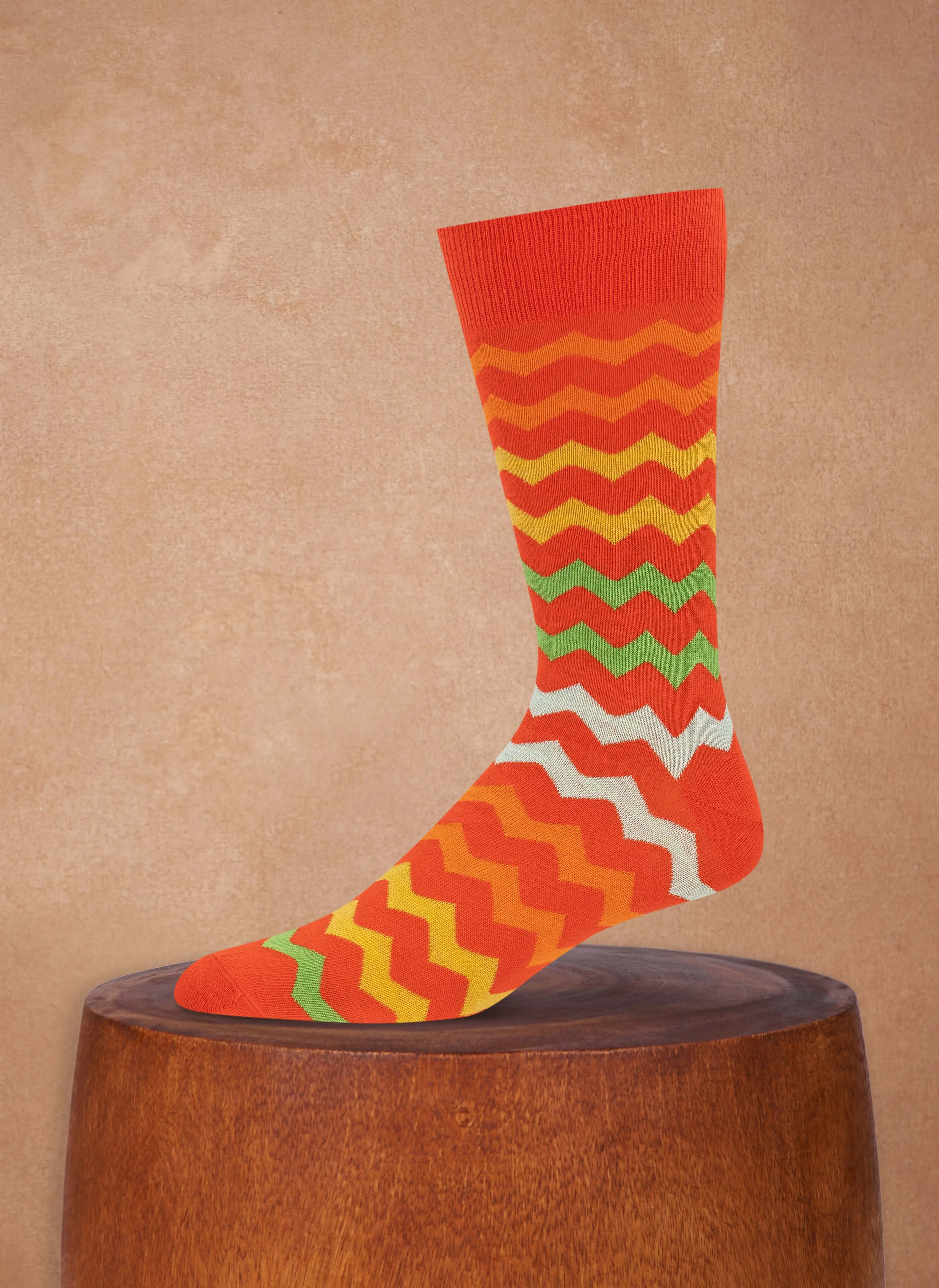 Bright Zig Zag Sock in Orange