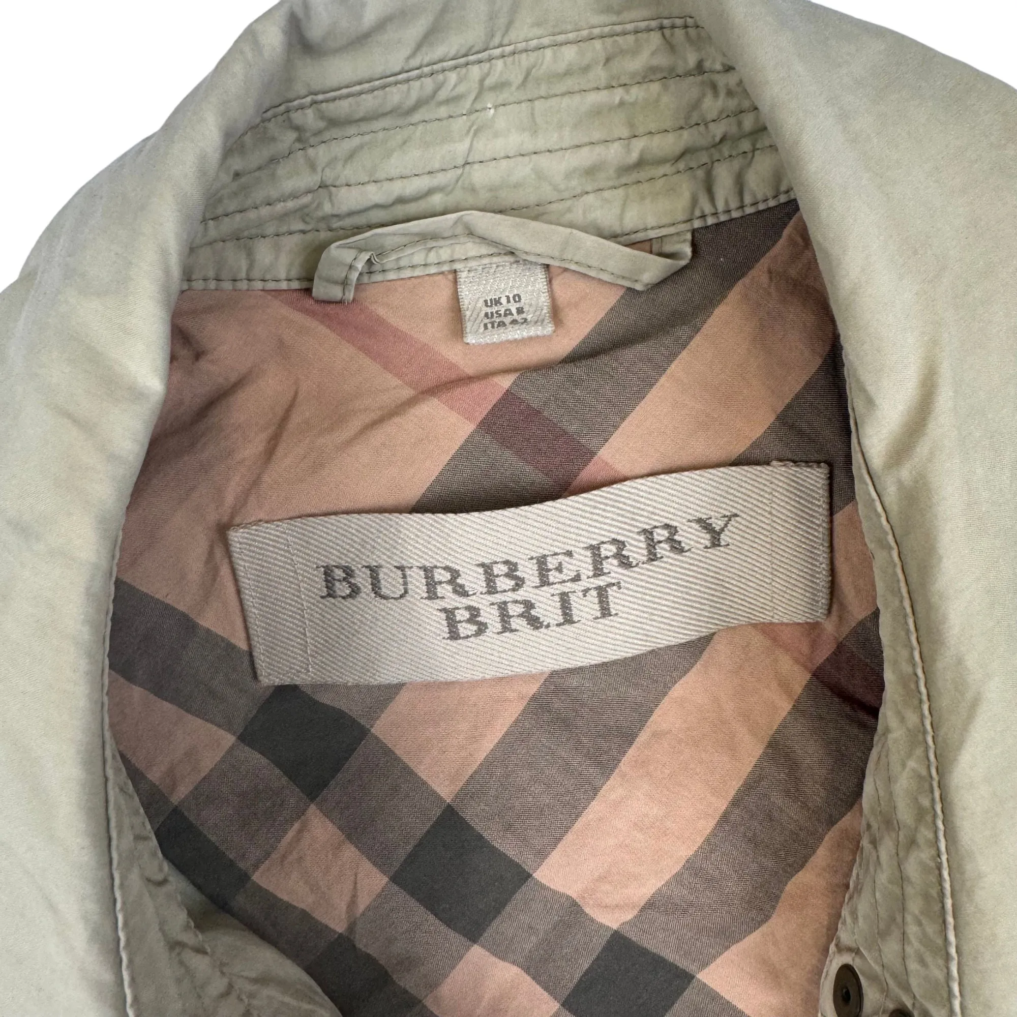 Burberry Brit Double-Breasted Short Trench Coat Utility Jacket Beige