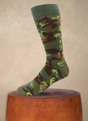 Camo and Skull Sock in Olive