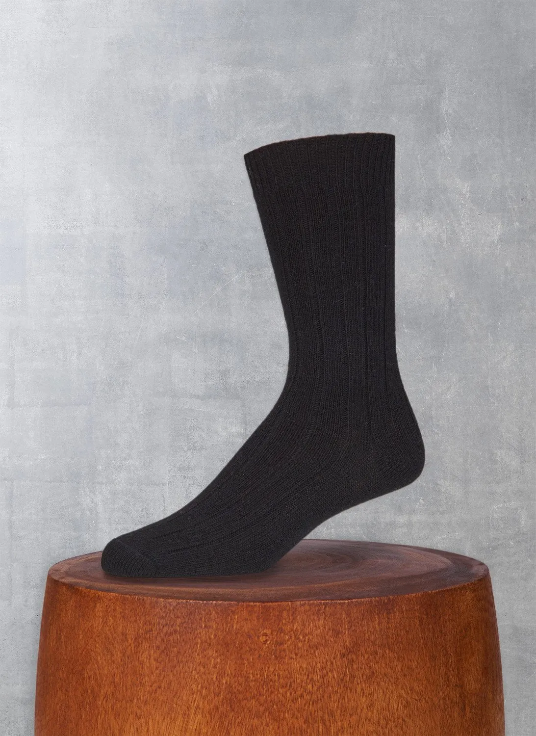 Cashmere Blend Rib Sock in Black