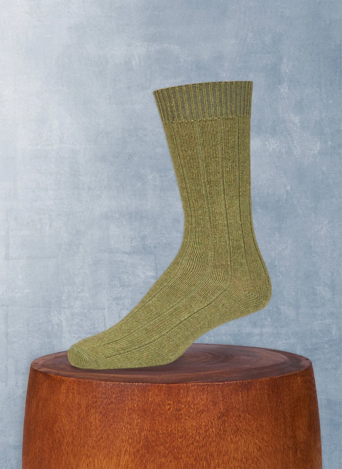 Cashmere Blend Rib Sock in Green