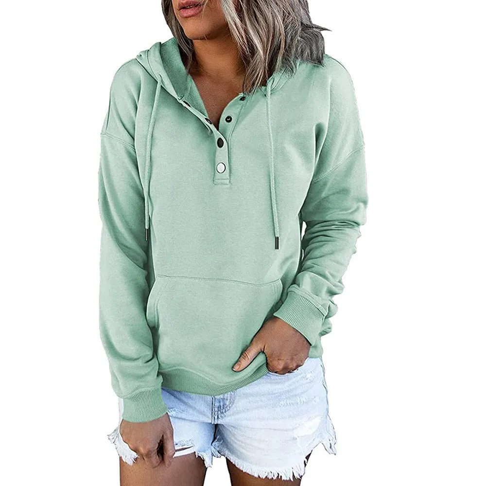 Casual Button Front Hoodie