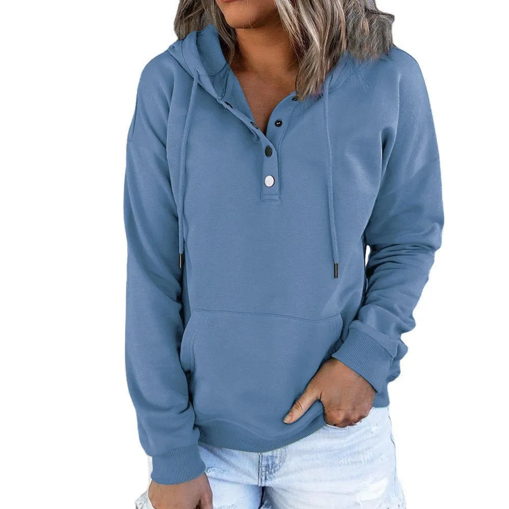 Casual Button Front Hoodie