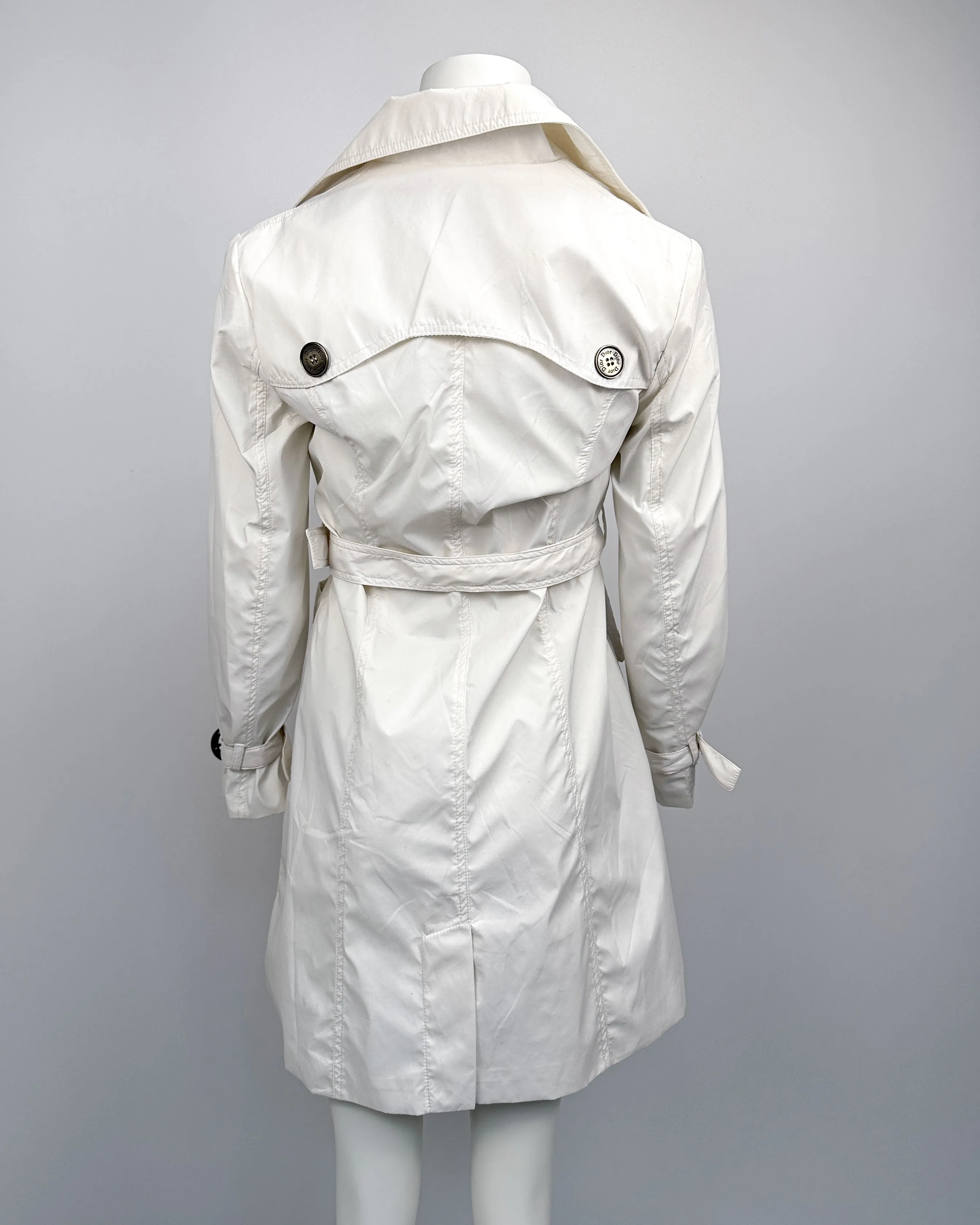 Christian Dior White Belted Trench Coat 1990's