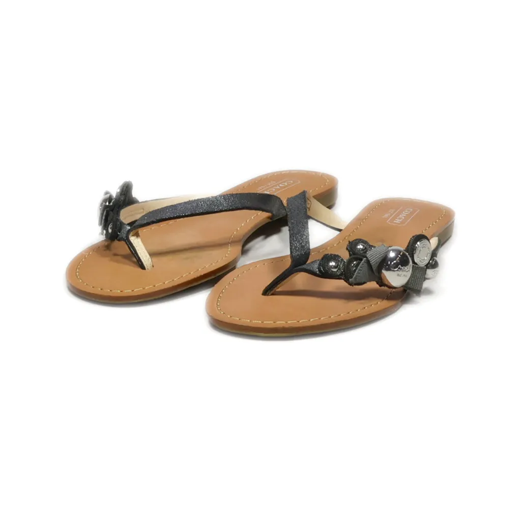 Coach Flat Sandals Fabric Black Colour For Women