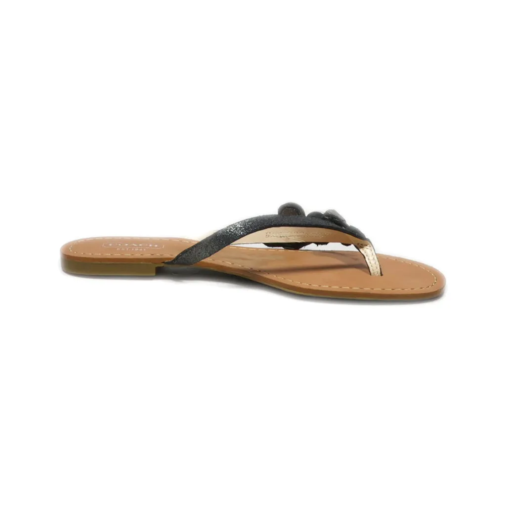 Coach Flat Sandals Fabric Black Colour For Women