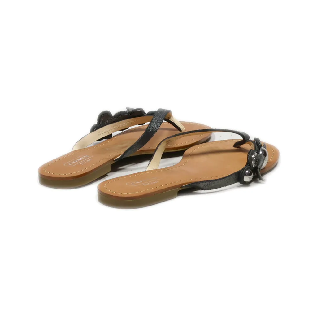 Coach Flat Sandals Fabric Black Colour For Women