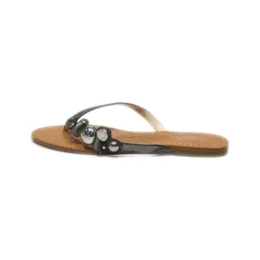 Coach Flat Sandals Fabric Black Colour For Women