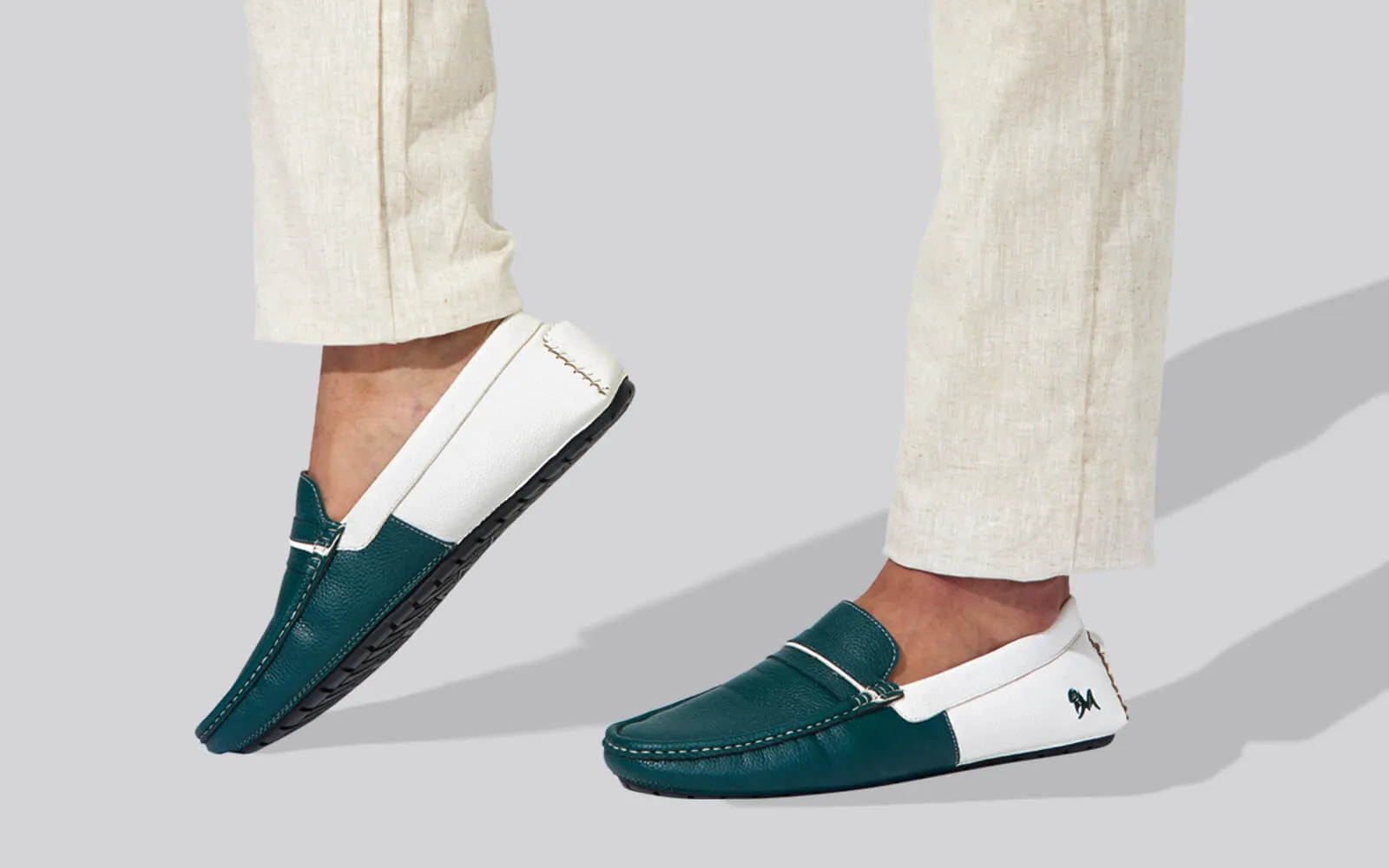 Color Block Loafers : White-Green