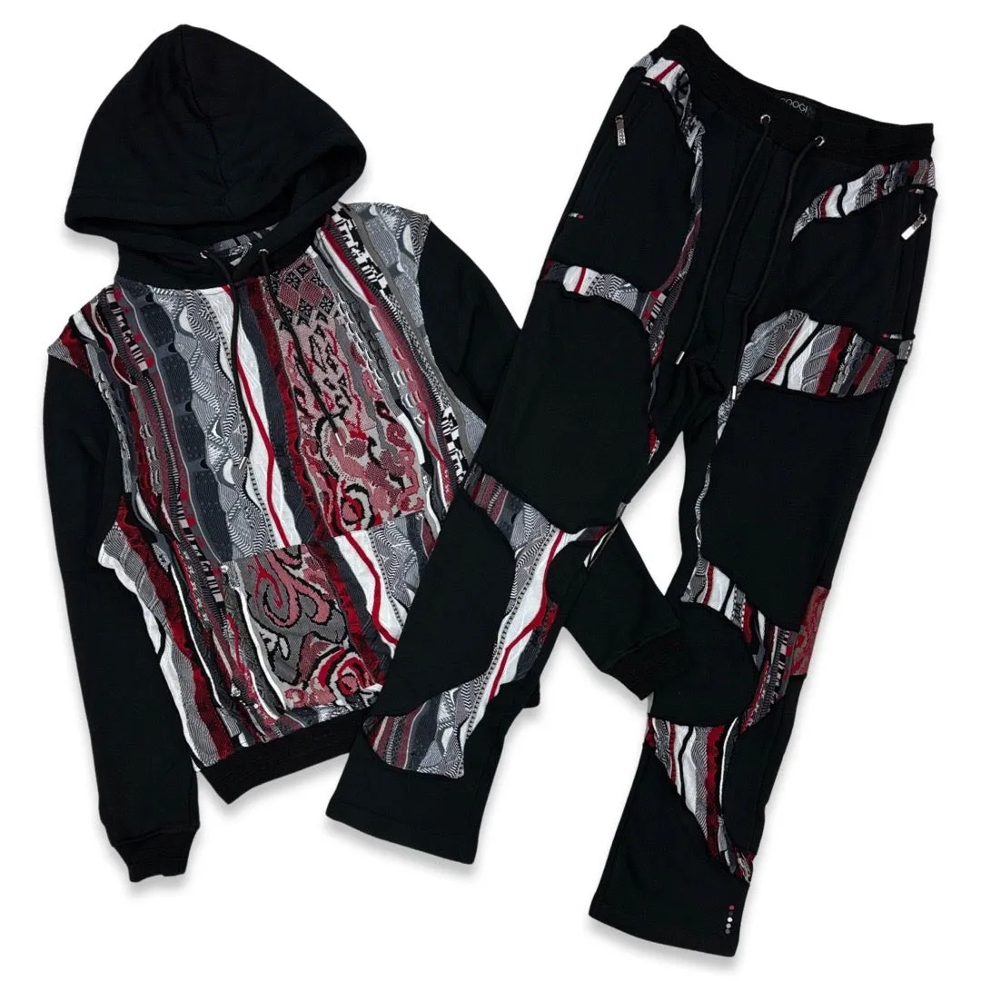 Coogi Black & Red Hoodie Jogging Set