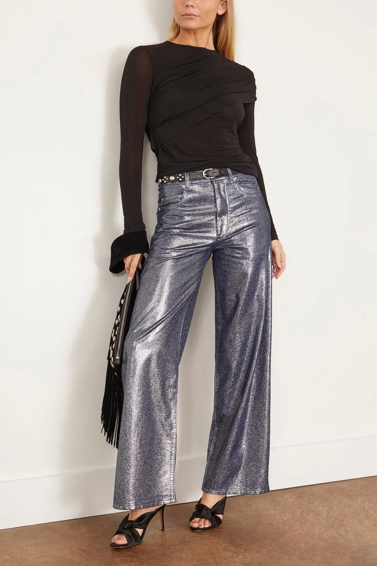 Cover Metallic Coated Jean in Silver